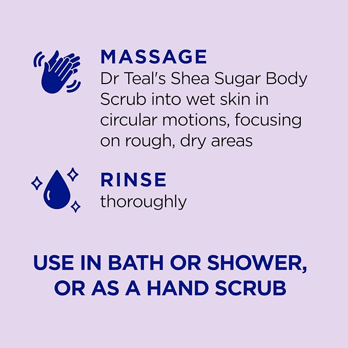 Dr Teal's Shea Sugar Scrub, Lavender Essential Oils, 19 oz (Pack of 3)