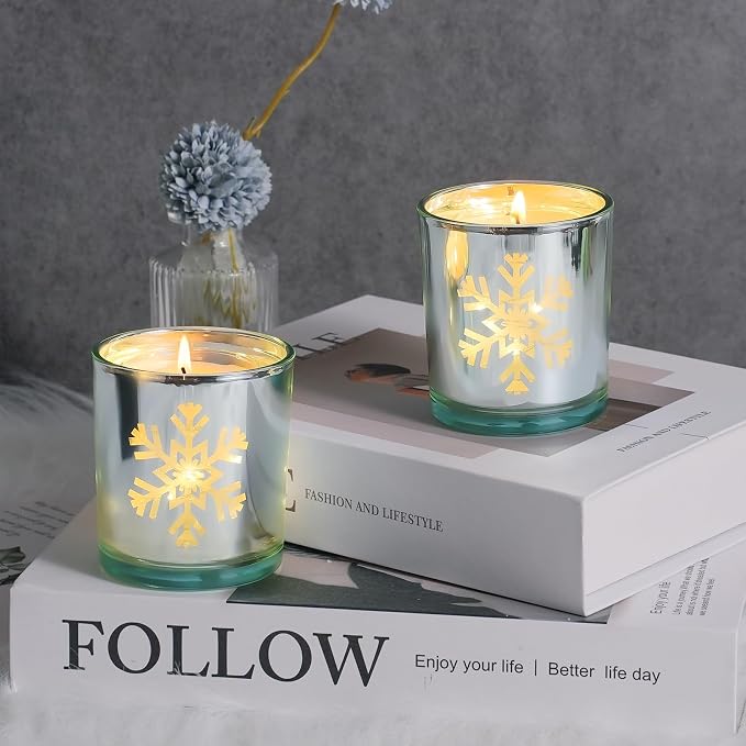 Viyffo 5oz Heat-Activated LED Light Up Scented Candle - Cedarwood, Non Toxic Soy Candle in Decorative Silver-White Jar, Night Light Candle for Bedroom, Bathroom & Living Room, Novelty Gift for Women
