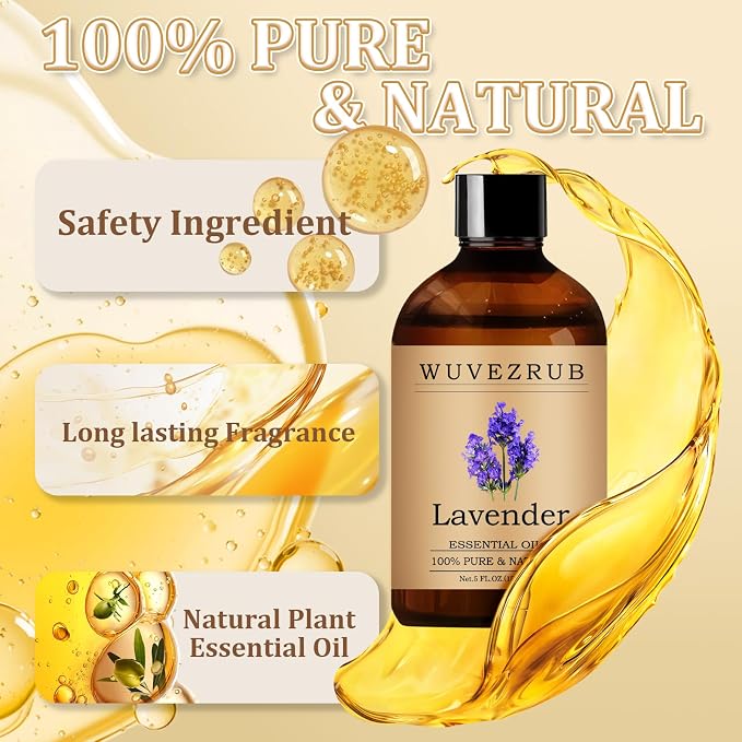 Lavender Essential Oil– Huge 5 Fl Oz, 100% Pure and Natural Essential Oils for Diffuser, Aromatherapy, Soap and Candle Making, Premium Grade Lavender Oil-150ML