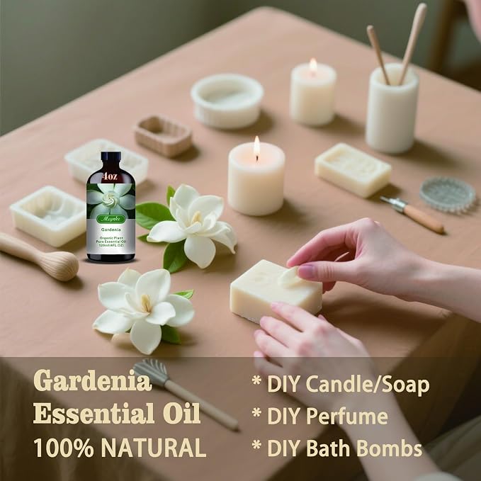 Gardenia Essential Oil, Gardenia Oil for Diffuser, Humidifier, DIY Candle, Soap, Romantic Scent, Massage, Gift Ready,Gardenia Fragrance Oil - MLYNKL Essential Oils (4.33 fl oz / 130ml)