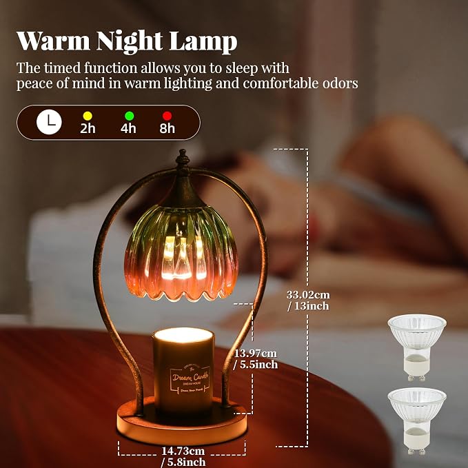GOODBUY Electric Candle Warmer Lamp with Timer：Scented Candle Warmer Dimmable Lamp with 2 Bulbs, Mothers Day Gifts for Mom Women, House Warming Gifts New Home Decor for Bedroom Living Room