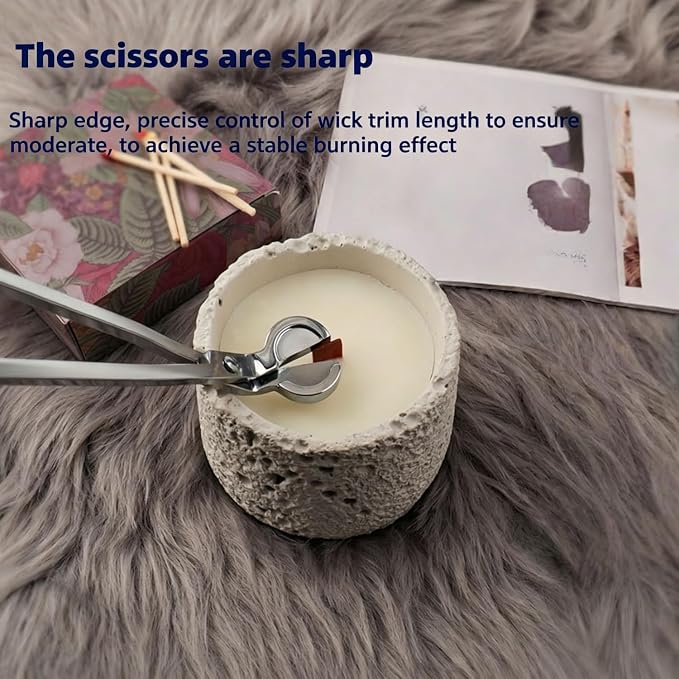 Candle Wick Trimmer and Candle Snuffer Hook Set, Copper-plated nickel material, Sharp Scissors for Precise Wick Trimming
