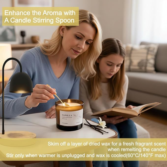 VOHO Vanilla Wickless Candles for Candle Warmer Lamp, 9oz Soy Candles with Stirring Spoon & Lid, Vanilla Candle for Anniversary House Warming Gifts, Wickless Scented Candles for Candle Lamp Warmer
