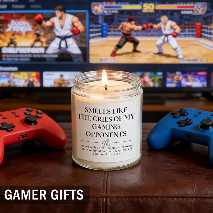 Gifts for Gamers Men, Teens, Kids - Unique Gamer Gifts for Men, Boyfriend, Dad - Funny Video Game Candle - Perfect Gaming Birthdays Gift for Video Game Lovers, Soy Wax Lavender Scented Candle