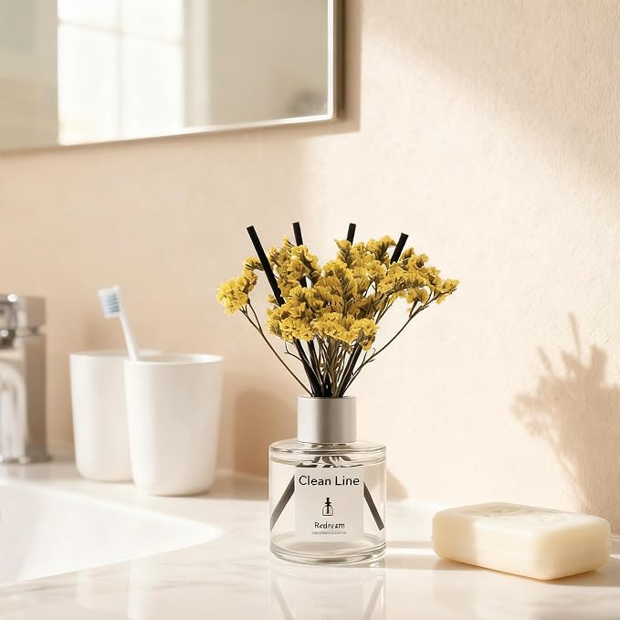 Reed Diffuser Set of 3 Pack, Lavender White Jasmine Lemongrass Scented Oil Diffuser with 5 Sticks, Reed Diffuser for Home, Bathroom, Bathroom Air Freshener 1.7 FL.oz Each