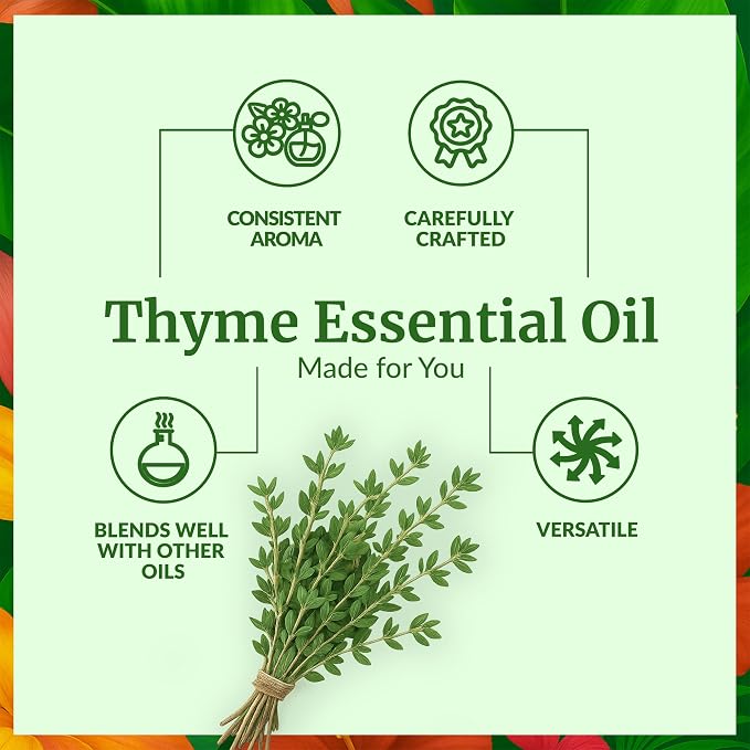 SVA Thyme Essential Oil 4 Fl Oz – for Aromatherapy, Diffuser, Skin & Hair Care – Ideal for Massage & DIY Blends – with Dropper