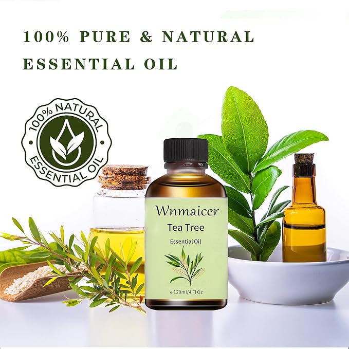 Tea Tree Oil 4 Fl Oz - Premium Tea Tree Essential Oil for Skin, toenail, Hair, DIY Soap, Aromatherapy, Massage 120 ml