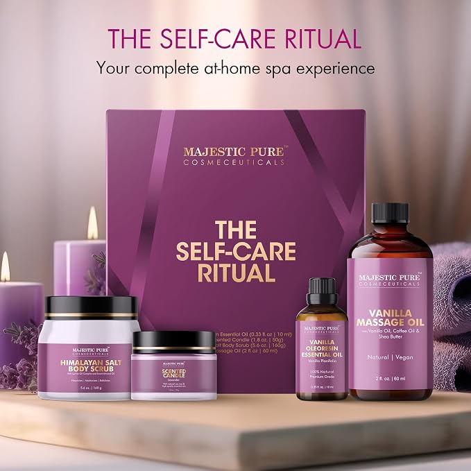 Majestic Pure Spa & Pamper Set | Gift Set of 4 | Relaxing Self-Care Essentials for Home Spa Experience