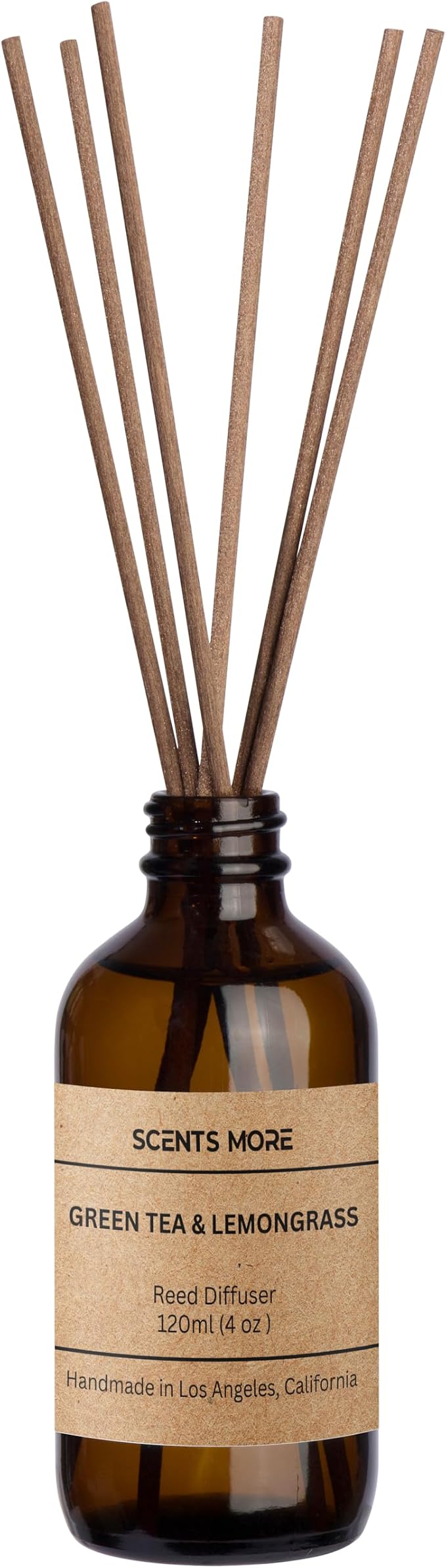 Reed Diffuser Set | Green Tea & Lemongrass Scented Reed Diffuser Sticks | 4oz Enhanced Scent Diffuser Fragrance Oil for Bedroom Bathroom Home Décor (Green Tea & Lemongrass, 4oz Reed Diffuser Set)