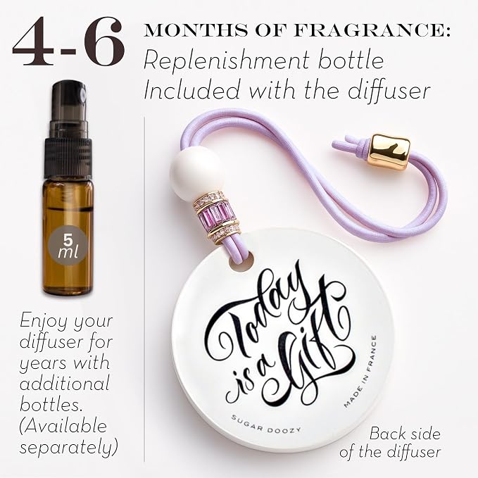 Luxury Car Air Freshener for Women - Refillable & Portable Luxury Fragrance Diffuser - Cute Car Accessories & Interior Decor - Mirror Hanging or Vent Clips - Butterfly Gold Charm, Rose Scent