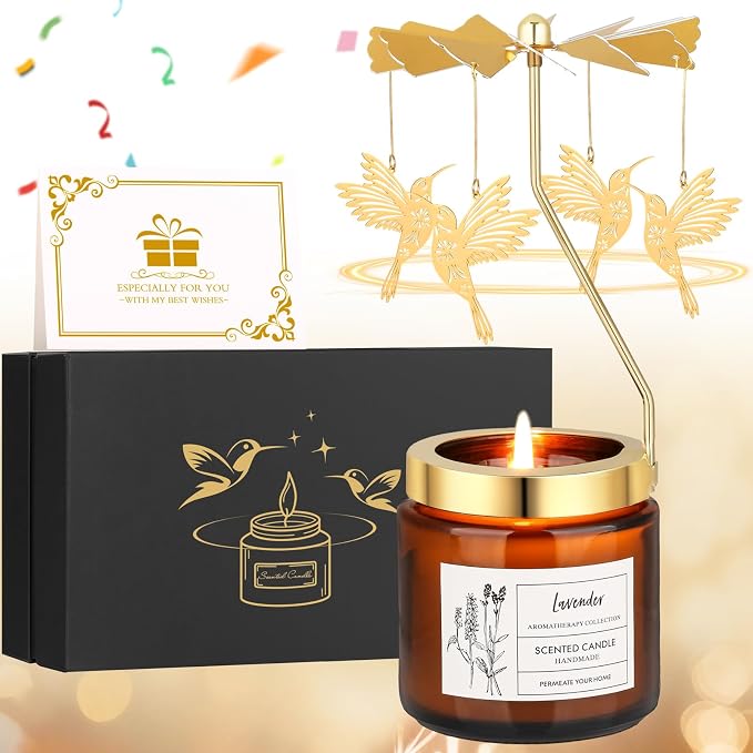 Hummingbird Gifts for Women, Rotatable Lavender Scented Candle Gifts for Mom Wife Anniversary Valentine's Day, Unique Birthday Gift for Sister Girlfriend with Gift Box