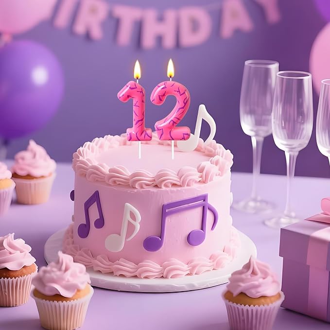 Number 2 Birthday Candle for Cake – Pink Gradient Number Candle with Mystic Rune Pattern, Decorative Cake Topper for Anniversary & Celebration