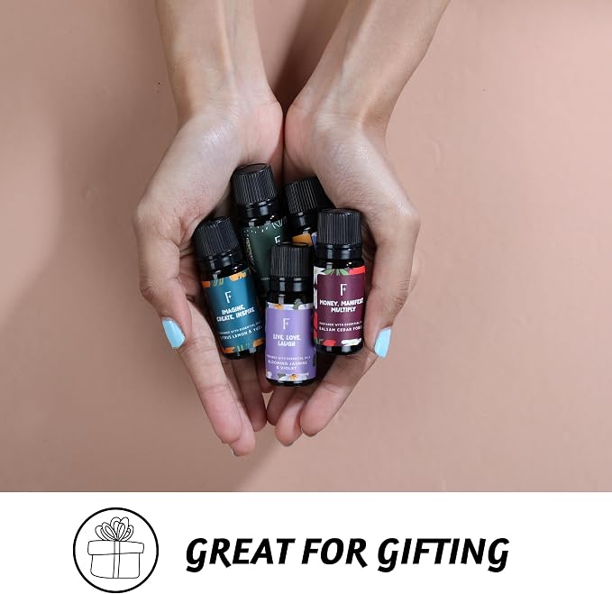 Folkulture Rose, Jasmine & Patchouli Essential Oils Set (6 Fragrance Oils) | Fathers Day & Graduation Gifts | Aromatherapy Gift Set for Her | Diffuser Oils, Relaxing Home Scents