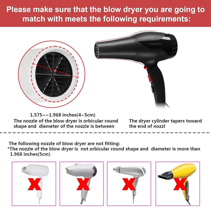Universal Collapsible Hair Dryer Diffuser Attachment-Foldable Portable Travel and Easy Storage Hair Diffuser Fit Most Hair Dryers with Nozzle Diameter D-1.575Inch to 1.968 Inch (4-5cm)- Red