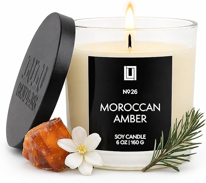 Lulu Candles | Moroccan Amber | Luxury Scented Soy Jar Candle | Hand Poured in The USA | Highly Scented Long Lasting (6 Oz.)