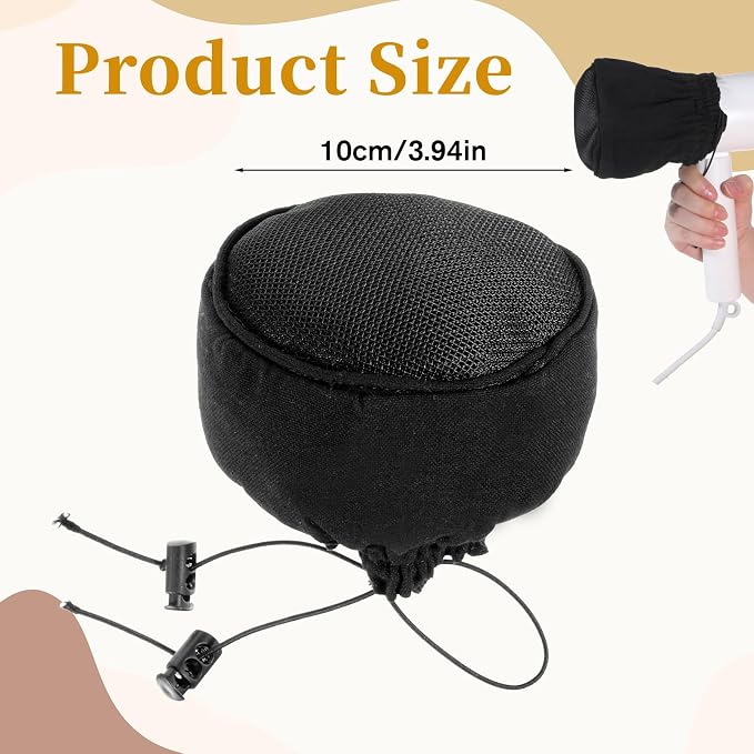 Travel Hair Diffuser, Foldable Diffusers Portable Travel Diffusers Sock Reusable Diffuser Hairs Dryer Attachment with Drawstring for Curly and Wavy Hair Most Hairs Dryers, Black