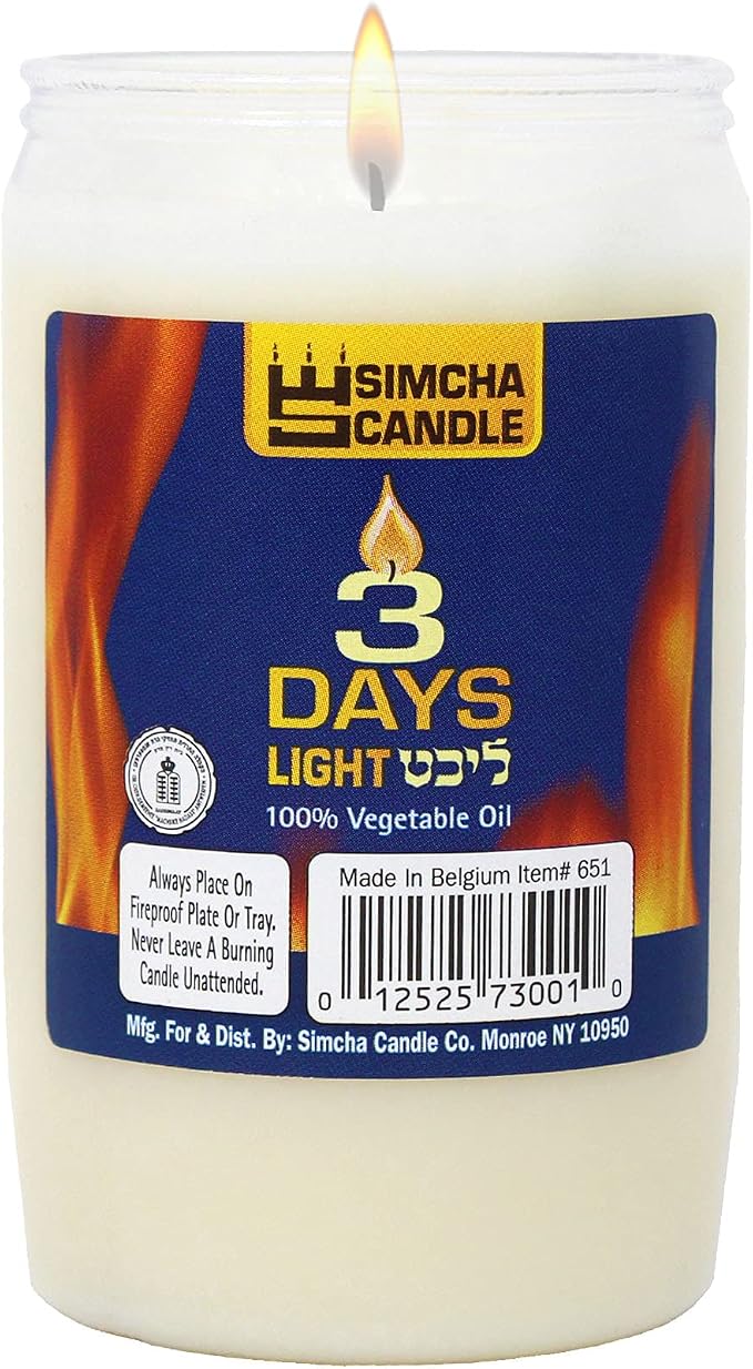3 Day Yartzeit Candle -2 Pack- 72 Hour Kosher Memorial Yizkor Candles for Yom Kipur Yom Tov in Plastic Jar