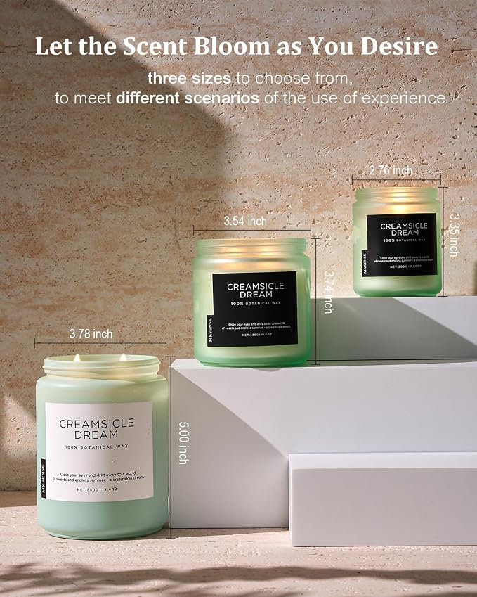 M&SENSE Orange Creamsicle Candle for Home Refresh & Spring Scenting, 19.4oz Soy Wax Candle with 110 Hours Burn Time, Non Toxic, Long Lasting Fragrance Gifts for Women & Mom