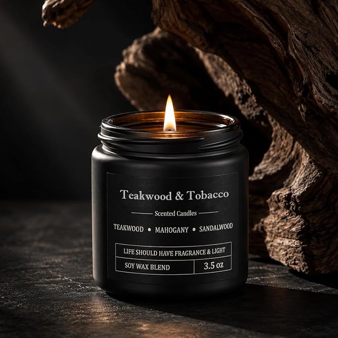 YMing 12 Pack Scented Candles for Men, Masculine Soy Candle Gift Set, 3.5 oz Each, Woody Leather Tobacco Coffee & Amber Scents, Gifts for Men Dad Husband Boyfriend