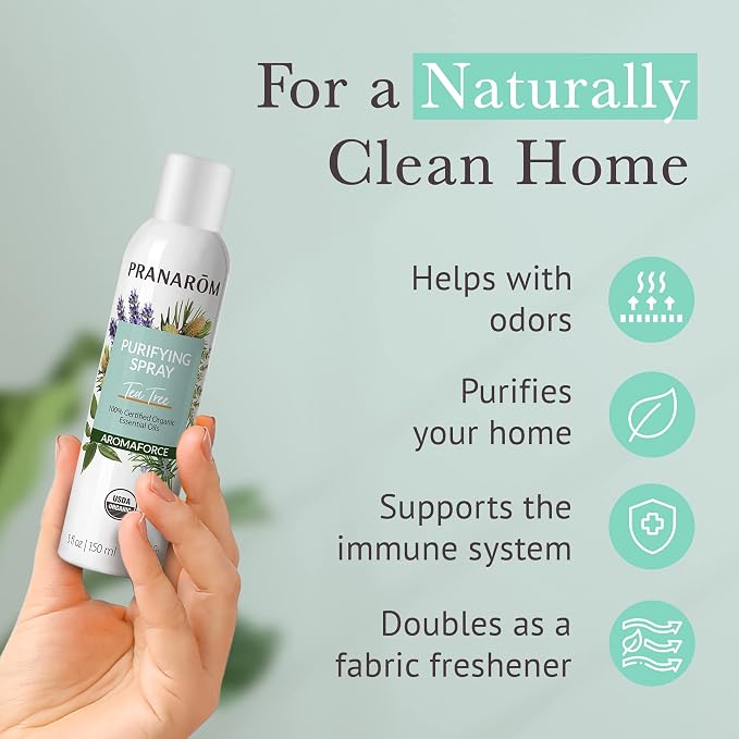 Pranarom - Aromaforce Purifying Spray, Aromatic Room Deodorizers for Home, Essential Oils Infused for Toxin Purification, All-Natural, Tea Tree, 150mL