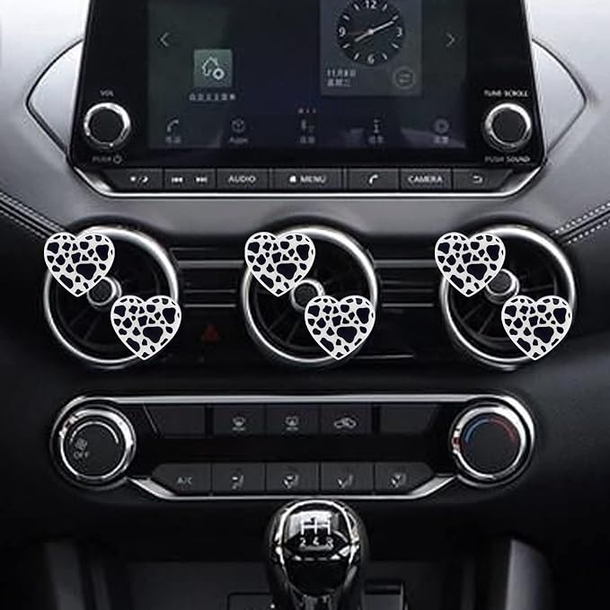 6 Pcs Heart Air Vent Clips, Cow Print Heart Car Air Fresheners Vent Clips Long Lasting Car Diffuser Vent Clip Cars Interior Decor Charm Car Decoration Cute Accessories for Women Girls