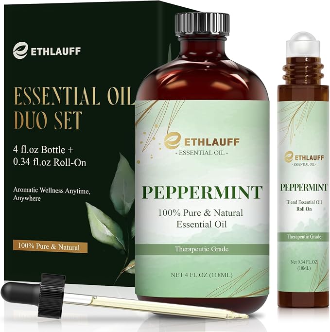 Peppermint Essential Oil, Premium Grade Peppermint Oil for Diffusers, Skin Care, Massage, Humidifiers, Candles, Soap Making Scent, 4.33 Fl Oz,