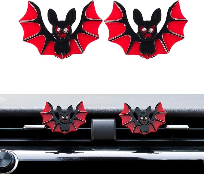 Rislobx Cute Bat Air Freshener Vent Clip, 2PCS Car Vent Clips Decor, Air Diffuser Clips, Bat Car Interior Decor Accessories For Gifts