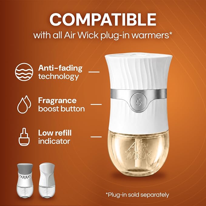 Air Wick Vibrant Plug-In Scented Oil Refills, 10 Count, Sweetgrass & Sandalwood, Air Freshener, Essential Oils, Eco Friendly