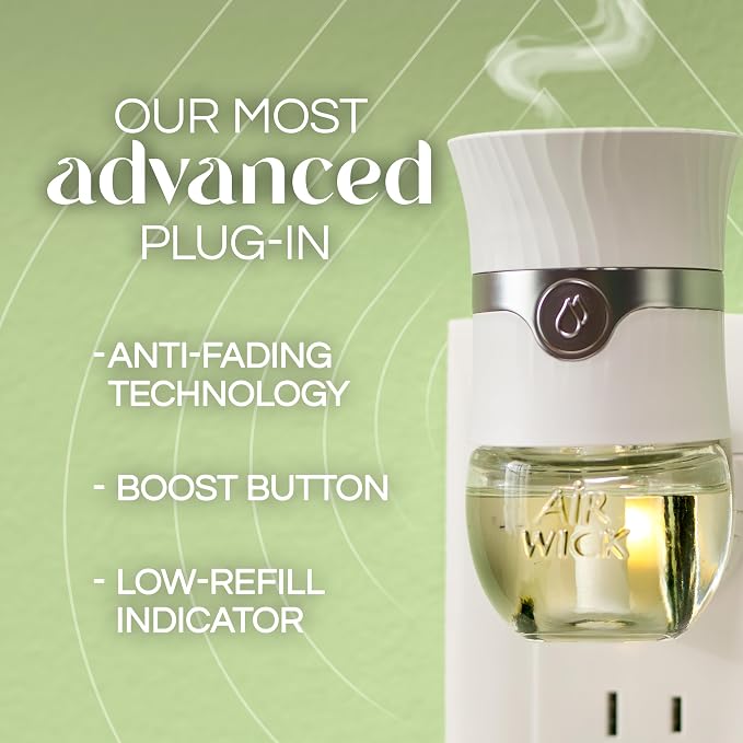 Air Wick Vibrant Plug In Scented Oil Warmer + Refills, Infused with Essential Oils, Plug In Air Fresheners for Home, Mixed Pack, Gadget + 3 ct (Pack of 2)