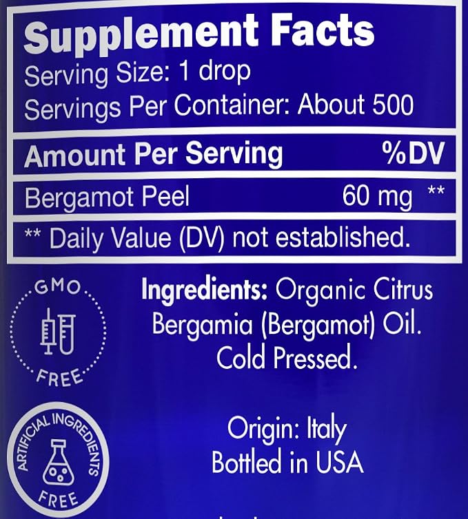 Organic, Bergamot Essential Oil, Food Grade, for Tea – 100% Pure, Bergamot Oil, by Zongle Therapeutics, 1 OZ