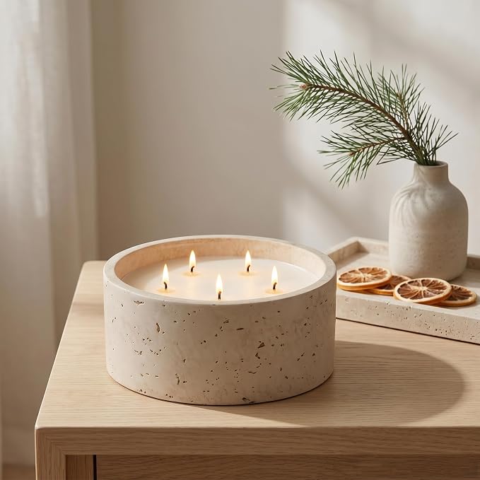 5-Wick Scented Candle-American Sandalwood,Soy Coconut Wax Blend Candle with Acacia Wood Lid,44oz Large Candle,55-Hour Long Burning,Aromatherapy Candle for Home Decor