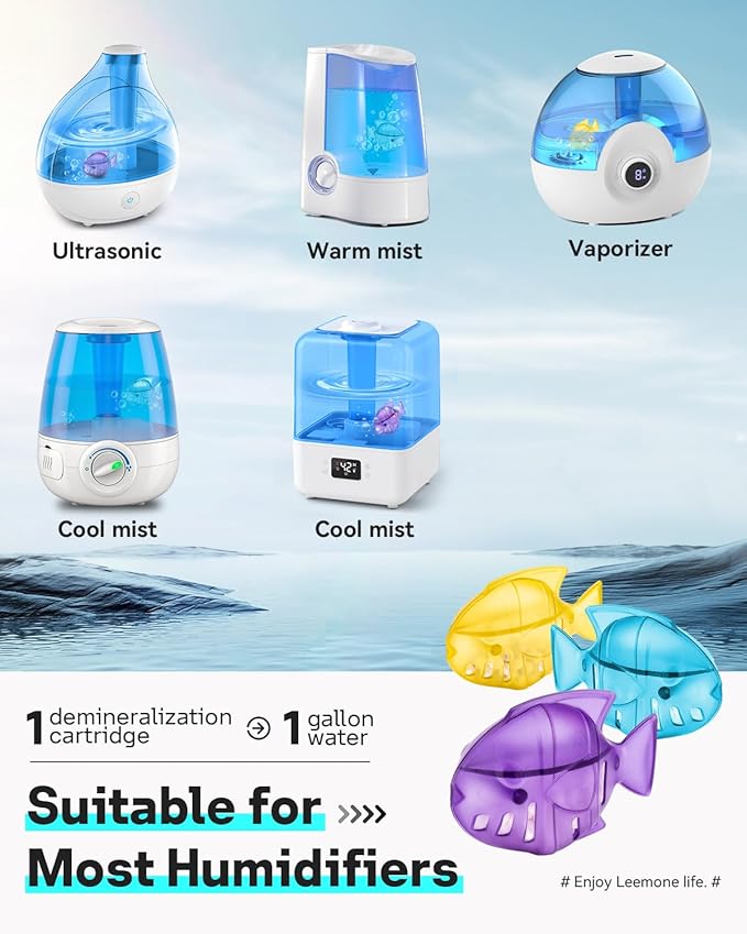 Leemone Humidifier Cleaning Fish for Humidifiers & Fish Tanks, 6 Pack Humidifier Cleaner, Purifies Water, Prevents Hard Water Build Up, Reduces Scale