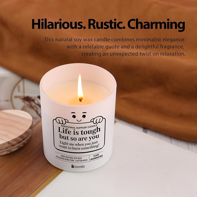 Emotional Support Candle Inspirational Gifts for Friends Motivational Positive Affirmation Cheer Up Gifts Home Office Scented Jar Candles Lavender Scent Soy Wax 9.5 oz