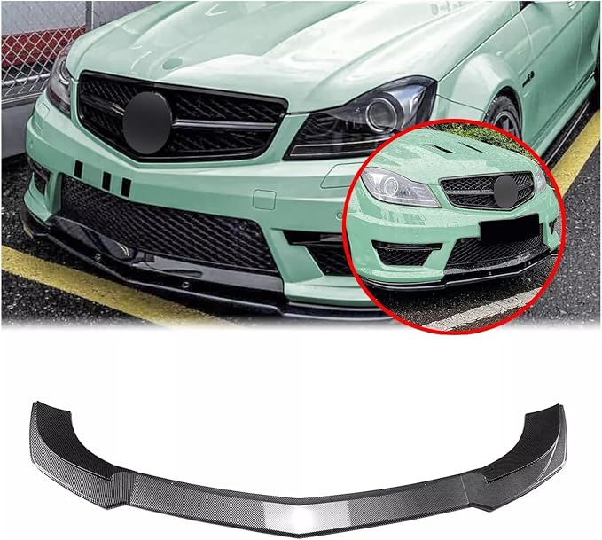 Front Bumper Lip Splitter For Mercedes Benz C-Class W204 S204 C63 AMG 2011-2014 Car Diffuser Spoiler Blade Body Kit Guard(Glossy Black)