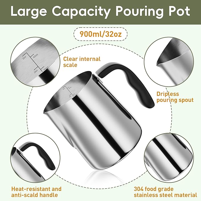 CasaCulina 2025 New Candle Making Kit with Hot Plate, Candle Making Supplies with Wax Melting Pot, Stirring Spoon, Anti-Scalding Pad, Candle Wicks, Wooden Wick Holders, Candle Making Pouring Pot