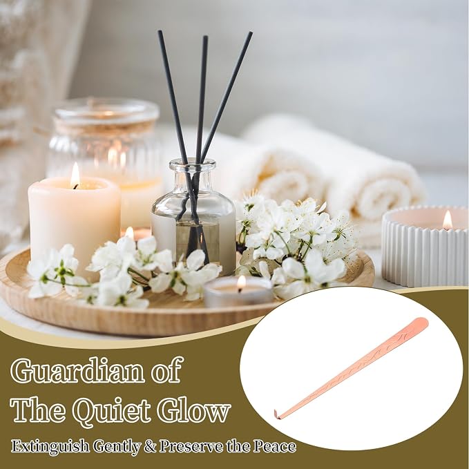 uxcell 2 Pcs Candle Wick Dipper, Stainless Steel Candle Wick Hook, Flame Dipper Snuffer Extinguish Accessory Flat Design for Putting Out Flame Home Decor Gifts, Rose
