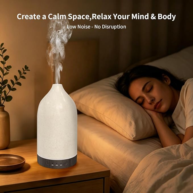 SPLITSKY Essential Oil Diffuser 150ml, Small Aromatherapy Diffuser with Remote Control, 7-Color LED Light, 3 Timer, Quiet Ultrasonic Diffuser with Auto Shut-Off, Easy to Clean for Living Room, Office