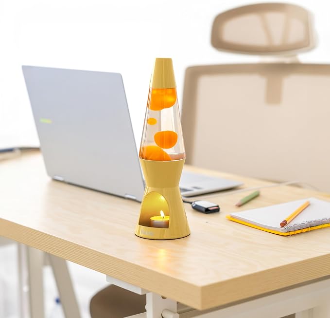 Fisura - Magma lamp with Candle for Adults Without Electricity. Candle lamp, Friendly with the Nature Lamps. Original Gift. 11.4 in x 3.3 in (Candles not Included) (Yellow)
