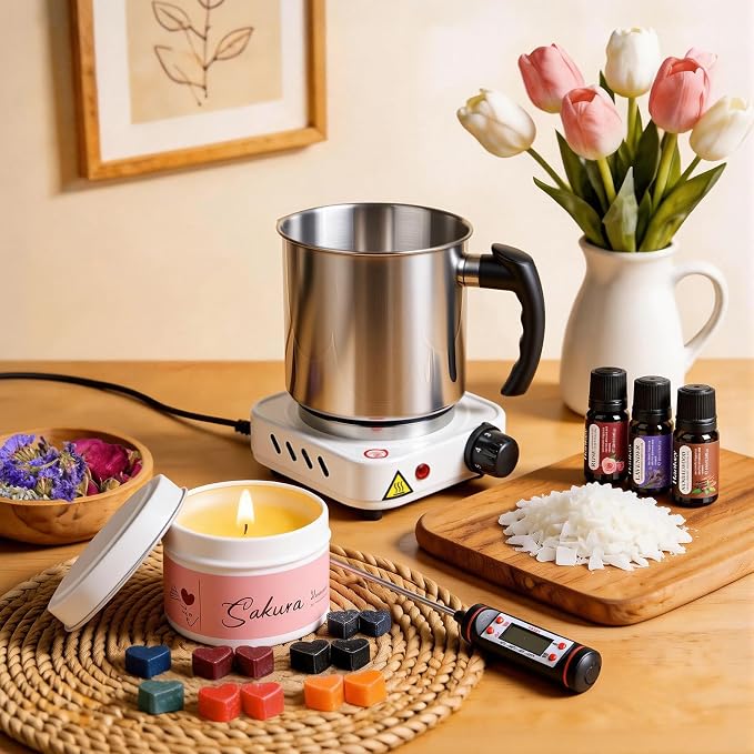 SHOWIN Candle Making Kit, DIY Candle Making Supplies for Adults, Starter Soy Wax Candle Kit with Wax Melter & Tins, Scented Home Decoration