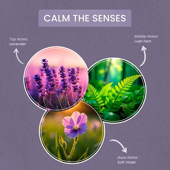 Carolina Calm The Senses Scented Candle, 16 oz Lavender & Fern Scented, 2 Wick Wellness Relaxing Candle, 60H Burn Time, Ideal for Creating a Welcoming Home - Made in The USA