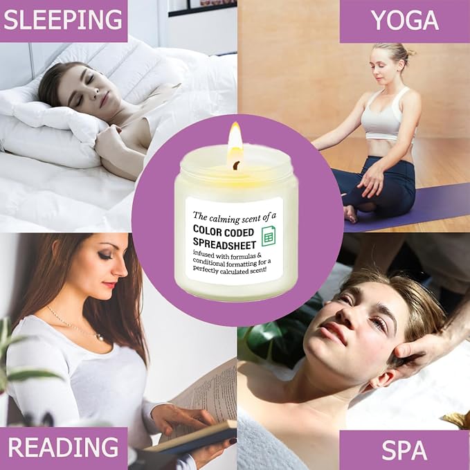 Accountant Gifts for Women Men Candle - Funny Spreadsheet Gifts for Accountants CPA Boss The Calming Scent of A Color Coded Spreadsheet Soy Candle 4oz