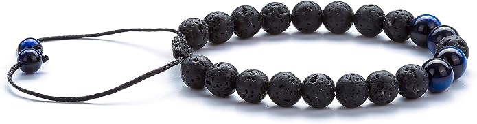 Men Women 8mm Lava Rock Aromatherapy Anxiety Essential Oil Diffuser Bracelet Braided Rope Natural Stone Yoga Gifts Beads Bracelet Bangle-21017