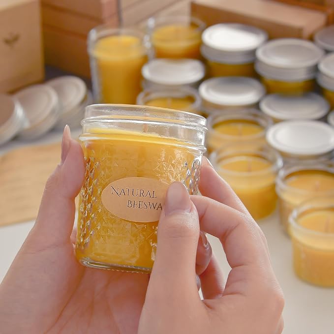 DEYBBY 5oz Beeswax Jar Candle - Natural Beeswax Candle Gift, 26-30 Hrs Burn - Handpour Bees Wax Candle for Home Decor Bath Relaxation Housewarming Gift with Natural Scent