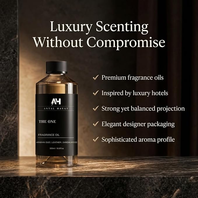 The One Hotel Scent Diffuser Oil - Aromatherapy Fragrance Inspired by 5-Star Hotels - Notes of Cardamom, Leather, Lemon with Cinnamon & Sandalwood - Inspired by Luxury Hotel The One Diffuser Scent