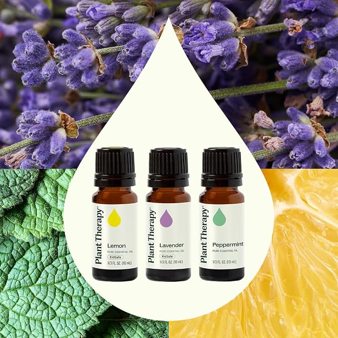 Plant Therapy Lemon, Lavender and Peppermint Essential Oil Set 10 mL (1/3 oz) 100% Pure, Undiluted, Therapeutic Grade