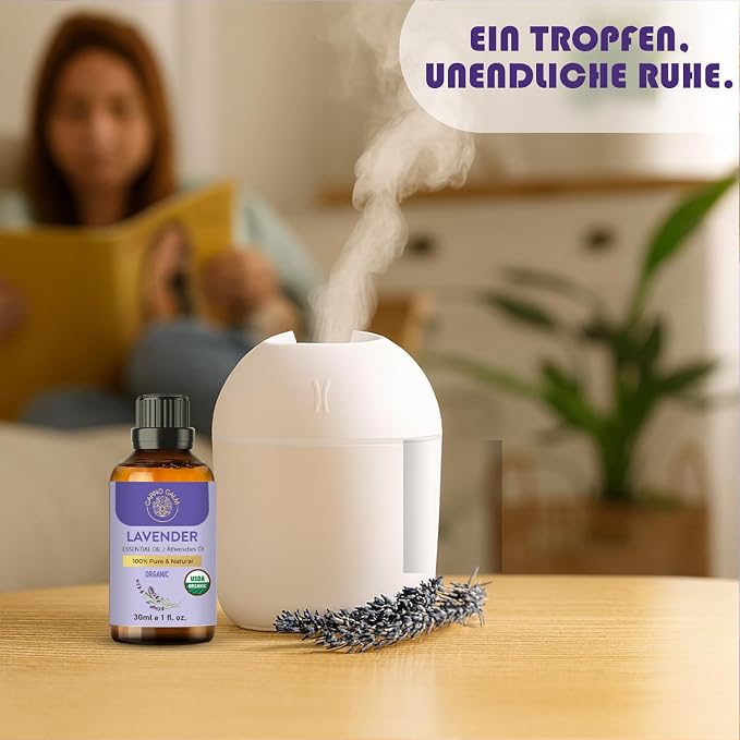 Organic Lavender Essential Oil | USDA Certified Organic Lavender Oil | for Skin and Hair | for Aromatherapy and Diffusers | 30ml
