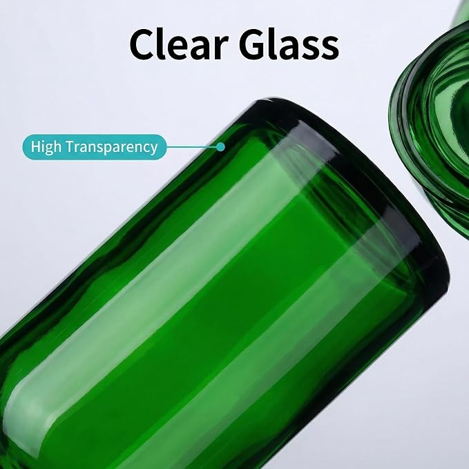erioctry 6PCS 30ml Empty Portable Green Glass Roll on Bottles With Stainless Steel Ball and Black Cap For Perfume Essential Oil Roller Bottles Vial Container Pot Jar Attar Bottle