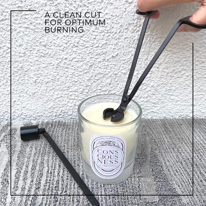 Candle Wick Trimmer and Candle Snuffer Accessory Set I Great Gift for Him or for Her (Black)