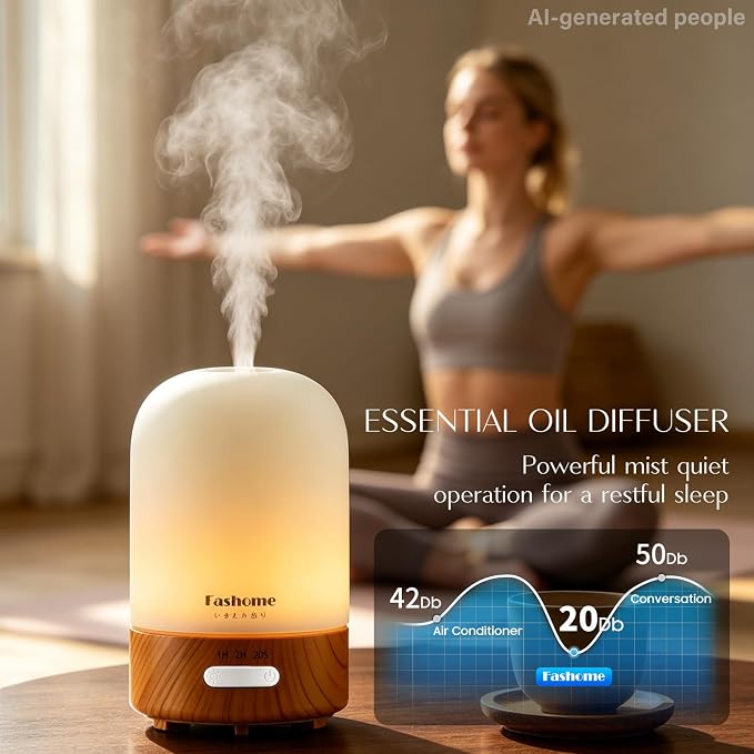 Essential Oil Diffuser for Home, Ultrasonic Cool Mist Air Aromatherapy Humidifier, Mini Scent Air Machine Portable Aroma Diffuser with Changing Lights & Auto Shut-Off for Home Bedroom Office Yoga