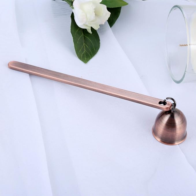 MUXSAM 1-Pack Candle Extinguisher Snuffer, Bell-Shaped Candle Candlesnuffers Stainless Steel Wick Flame Snuffer Candle Accessory Tools Gift for Candle Lovers(Red Bronze)